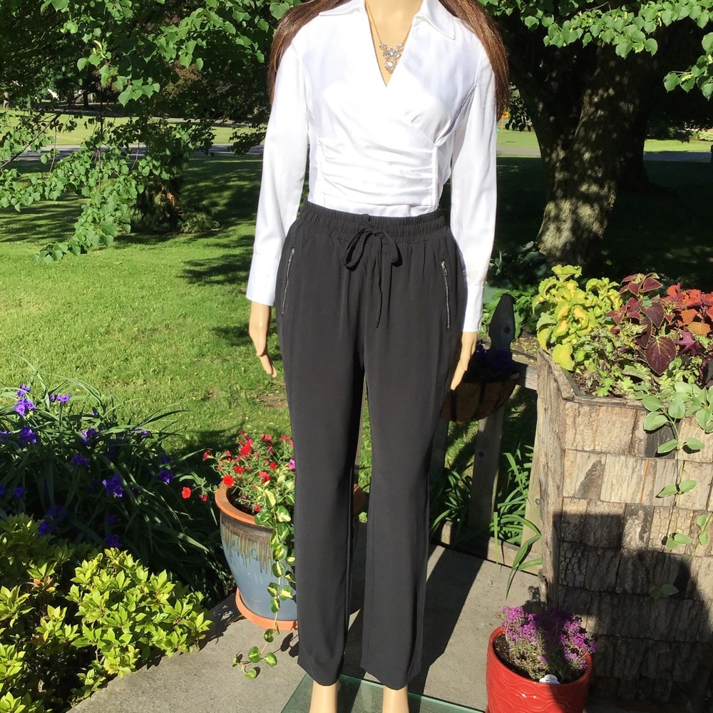 BLACK PANTS w/ ZIPPER SIDE POCKETS~ HIGH QUALITY - Picture 4 of 7